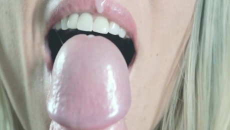 Close up sensual tongue blowjob