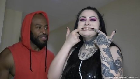 Inked gothic slut interracial sex video