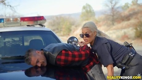 naughty police woman Bridgette B catches bad guy Charles Dera